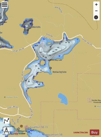 Garden Bay Lake depth contour Map - i-Boating App