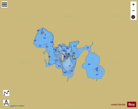 Hluey Lakes depth contour Map - i-Boating App