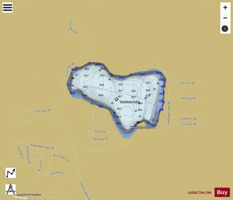 Kawkawa Lake depth contour Map - i-Boating App