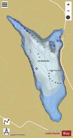 St Mary Lake depth contour Map - i-Boating App