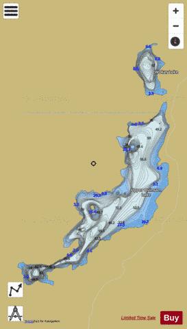 Upper Quinsam Lake/Wokas Lake depth contour Map - i-Boating App