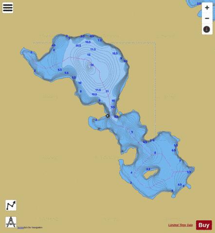 Redrock Lake depth contour Map - i-Boating App