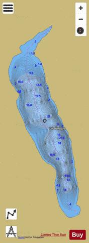 Lac Unique depth contour Map - i-Boating App