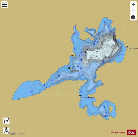 Lang Lake (Little Jackfish Lake) depth contour Map - i-Boating App
