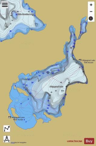 Abigogami Lake depth contour Map - i-Boating App