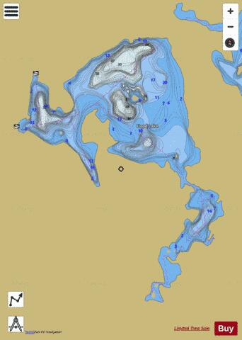Flood Lake depth contour Map - i-Boating App