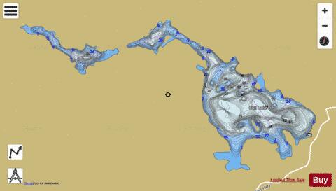 East Bull Lake + Little Bull Lake depth contour Map - i-Boating App