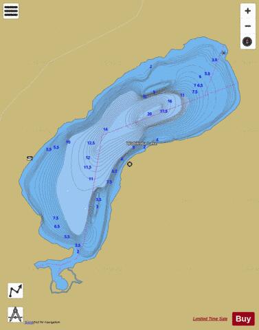 Wabikoba Lake depth contour Map - i-Boating App