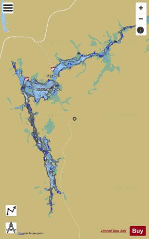 Minisinakwa Lake + Pensyl Creek depth contour Map - i-Boating App