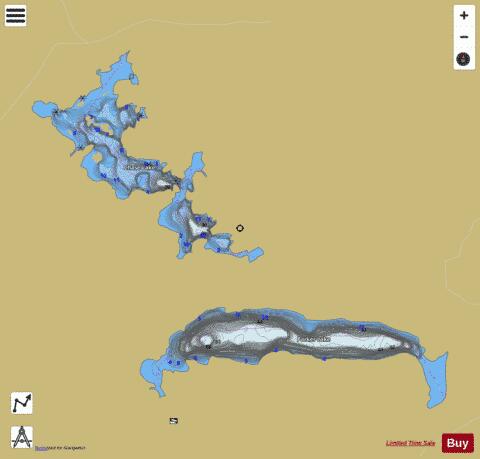 Chase Lake + Parker Lake depth contour Map - i-Boating App
