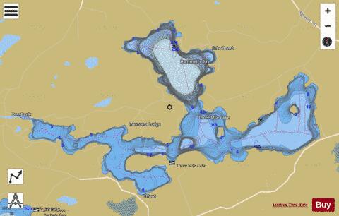 Three Mile Lake depth contour Map - i-Boating App