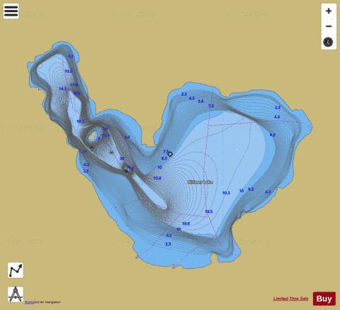 Hillmer Lake depth contour Map - i-Boating App