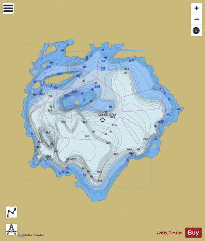 Wavell Lake depth contour Map - i-Boating App