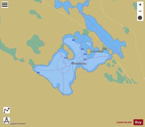 Roderick Lake depth contour Map - i-Boating App