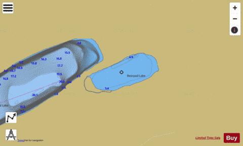Bearpad Lake depth contour Map - i-Boating App