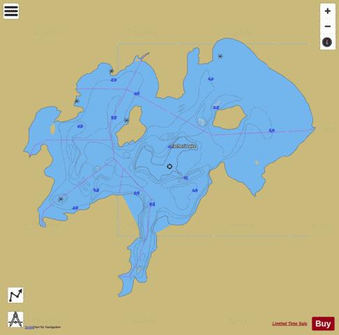 Tocheri Lake depth contour Map - i-Boating App