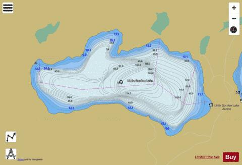 Little Gordon Lake depth contour Map - i-Boating App