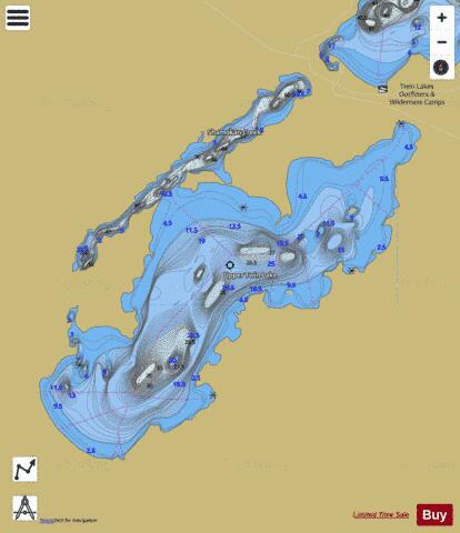 Upper Twin Lake depth contour Map - i-Boating App