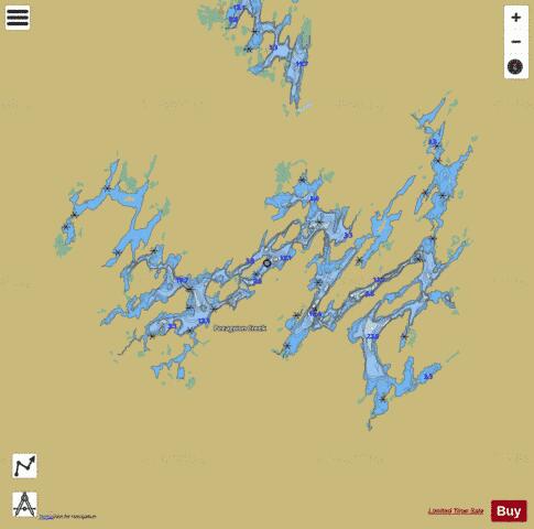 Nibinamik Lake depth contour Map - i-Boating App