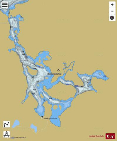 Kindiogami Lake depth contour Map - i-Boating App
