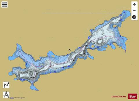 Papineau Lake depth contour Map - i-Boating App