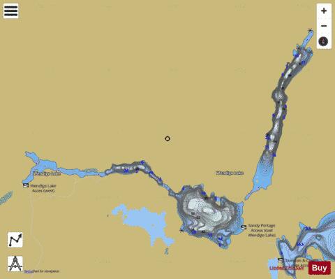 Wendigo Lake depth contour Map - i-Boating App