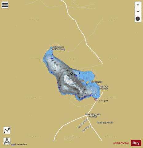 Lac Du Silver depth contour Map - i-Boating App