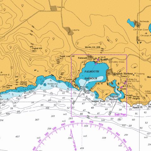 Falmouth Harbour and English Harbour Marine Chart - Nautical Charts App