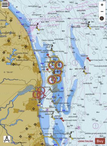 Approaches to Great Yarmouth and Lowestoft Marine Chart - Nautical Charts App
