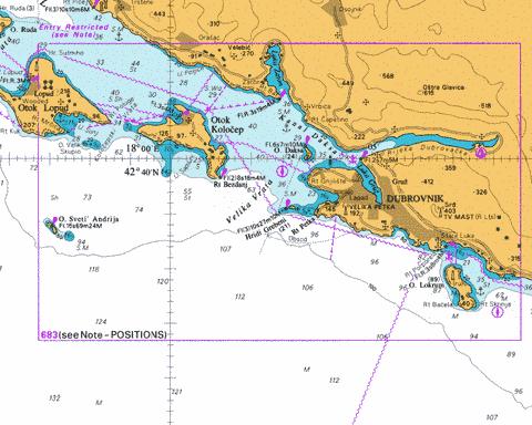 Approaches to Dubrovnik including Luka Gruz Marine Chart - Nautical Charts App