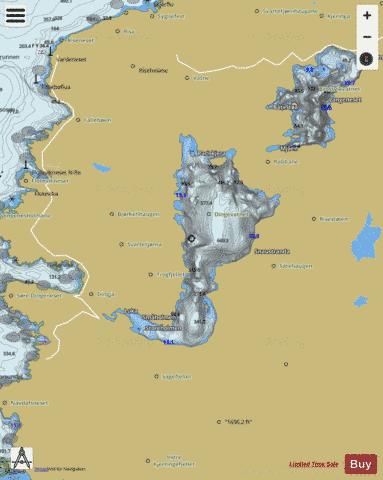 Dingevatnet depth contour Map - i-Boating App