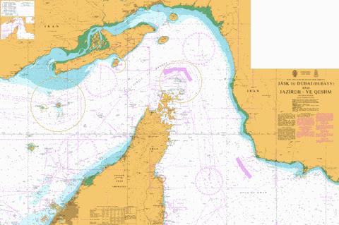Jask to Dubai (Dubayy) and Jazireh-ye Qeshm Marine Chart - Nautical Charts App