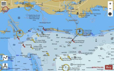 MISSISSIPPI SND and APPROACHES DAUPHIN ISL TO CAT ISL Marine Chart - Nautical Charts App