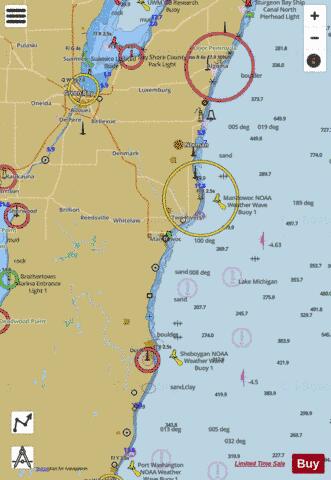 LAKE MICHIGAN-ALGOMA TO SHEBOYGAN Marine Chart - Nautical Charts App