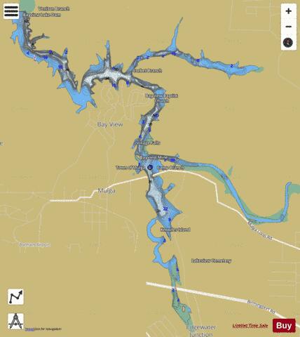 Bayview Lake depth contour Map - i-Boating App