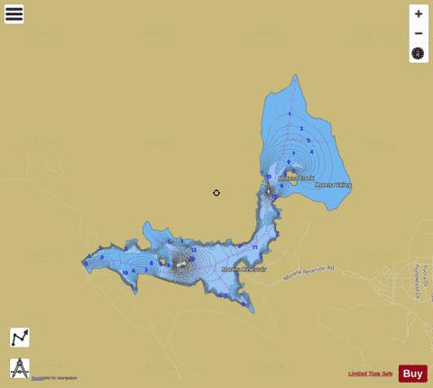 Morena Reservoir depth contour Map - i-Boating App