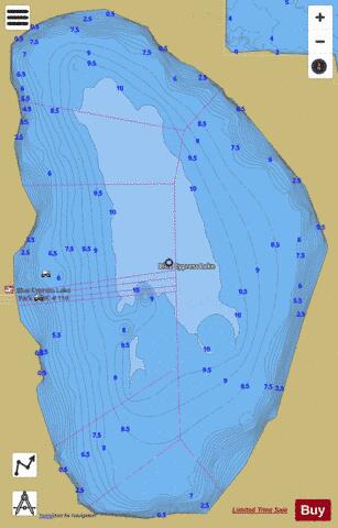 Blue Cypress depth contour Map - i-Boating App