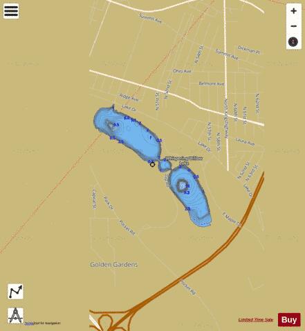 Frank Holten Main Lake / Whispering Willow Lake depth contour Map - i-Boating App