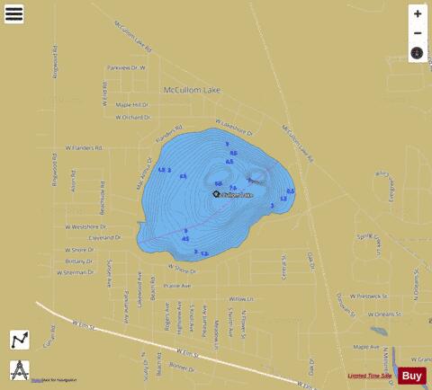 Mccullom Lake depth contour Map - i-Boating App