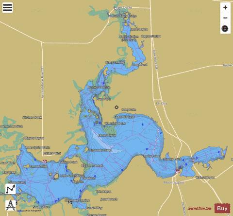 Caddo Lake depth contour Map - i-Boating App