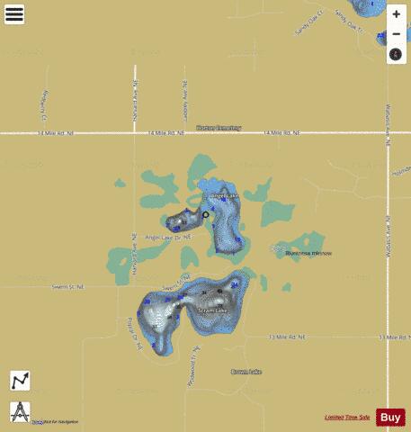 Angel Lake ,Kent depth contour Map - i-Boating App