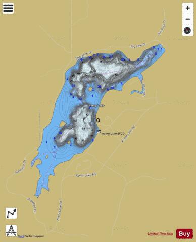 Avery Lake ,Montmorency depth contour Map - i-Boating App