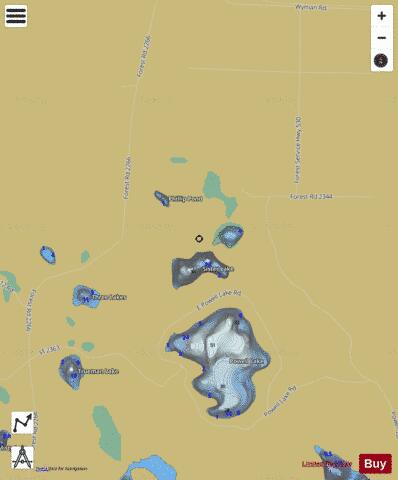 Birch Lake+ Sister Lake + Phillips Pond depth contour Map - i-Boating App