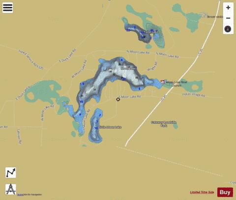 Little Moon Lake ,Gogebic depth contour Map - i-Boating App