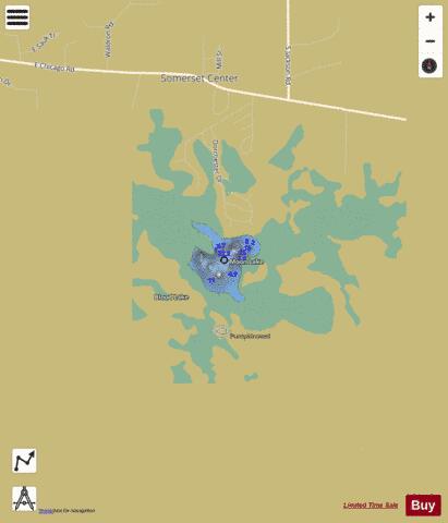 Moon Lake Hillsdale depth contour Map - i-Boating App