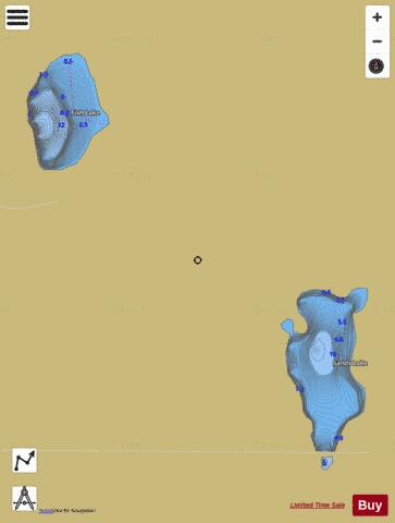 Fish Lake + Sands Lake depth contour Map - i-Boating App