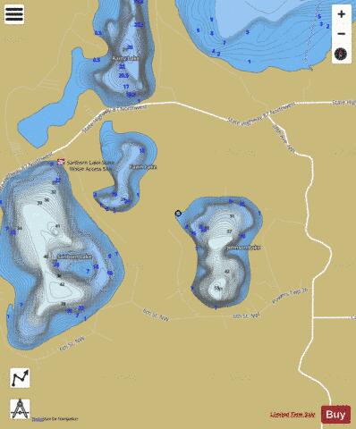 Fawn Lake + Johnson Lake depth contour Map - i-Boating App