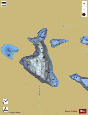 Kemo Lake + Talus Lake depth contour Map - i-Boating App