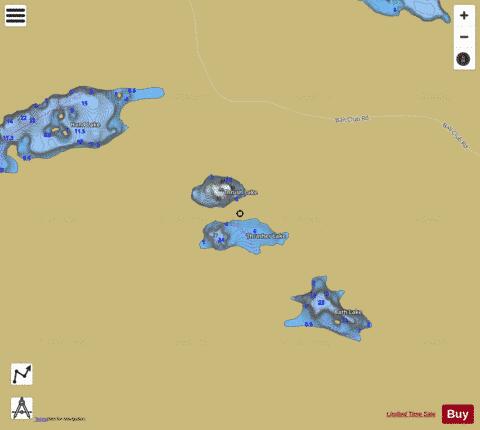 Thrasher Lake + Thrush Lake depth contour Map - i-Boating App
