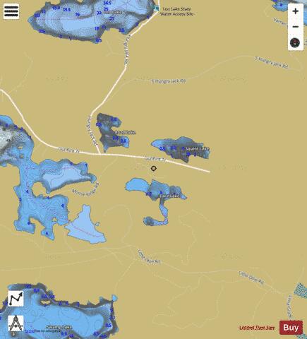 Lace Lake + Road Lake + Squint Lake depth contour Map - i-Boating App